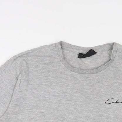 Closure Mens Grey Cotton T-Shirt Size L Crew Neck - Logo