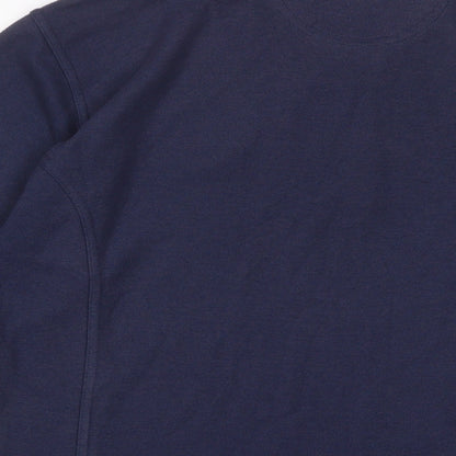 Umbro Mens Blue Cotton Polo Size L Collared Button - Logo, Embroidered