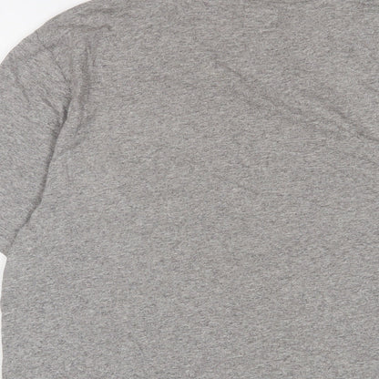 Levi's Mens Grey Cotton T-Shirt Size M Crew Neck - Logo, Embroidered