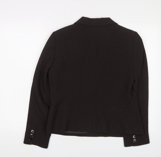 MINUET Womens Brown Polka Dot Jacket Blazer Size 14 Button