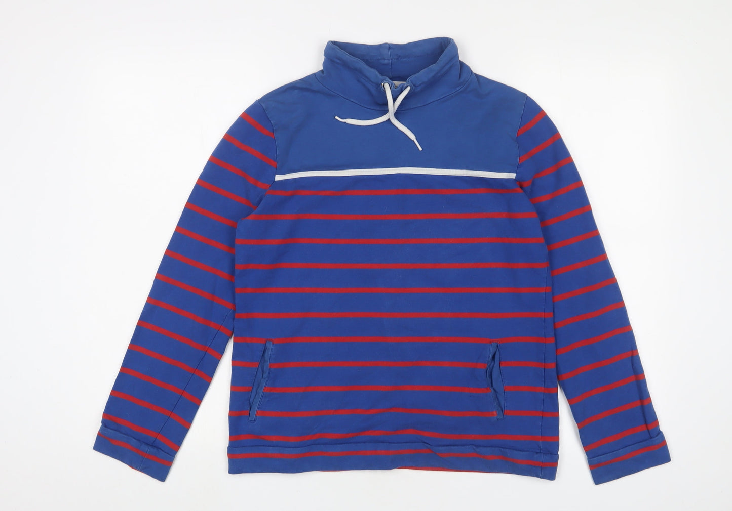 Equestrian Womens Blue Striped Cotton Pullover Sweatshirt Size 10 Pullover
