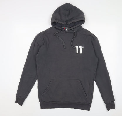 11 degrees Mens Grey Cotton Pullover Hoodie Size S - Logo