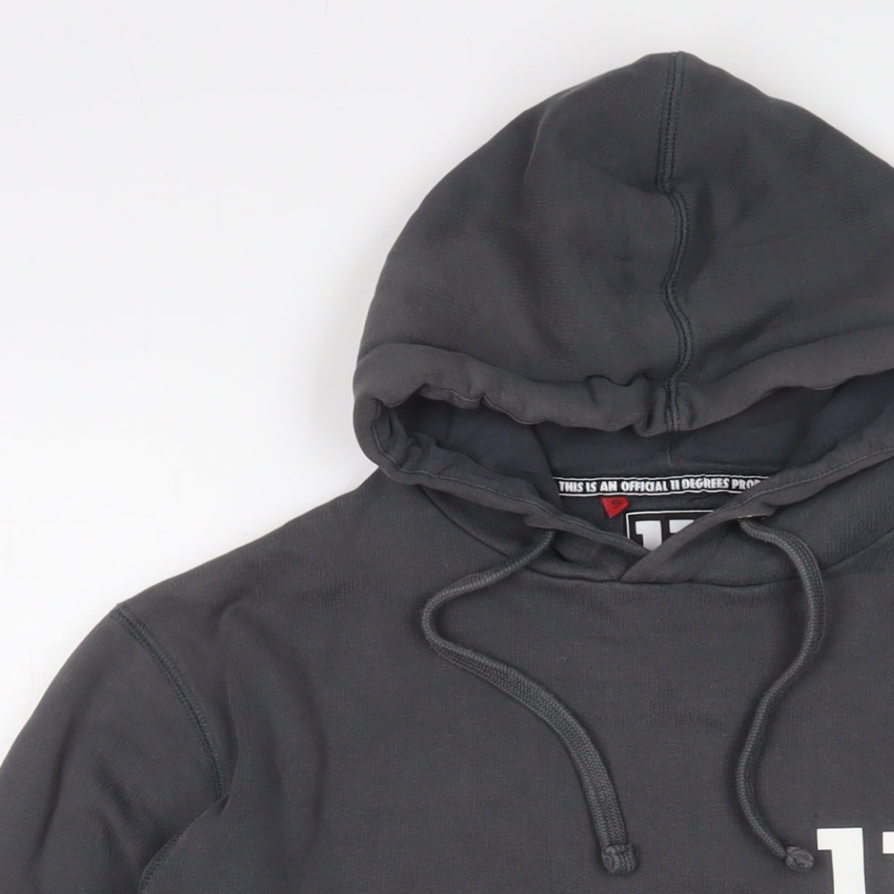 11 degrees Mens Grey Cotton Pullover Hoodie Size S - Logo
