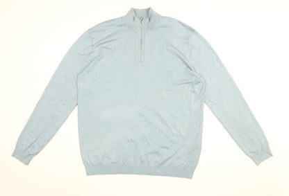 ONLY & SONS Mens Blue High Neck Viscose Pullover Jumper Size 2XL Long Sleeve