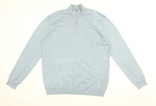 ONLY & SONS Mens Blue High Neck Viscose Pullover Jumper Size 2XL Long Sleeve