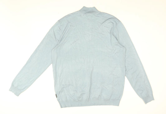 ONLY & SONS Mens Blue High Neck Viscose Pullover Jumper Size 2XL Long Sleeve