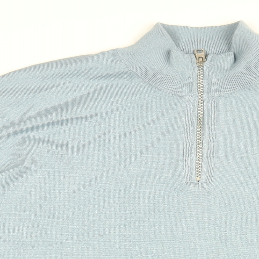 ONLY & SONS Mens Blue High Neck Viscose Pullover Jumper Size 2XL Long Sleeve