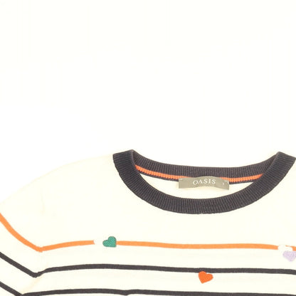 Womens UK Size S Oasis White Pullover Jumper