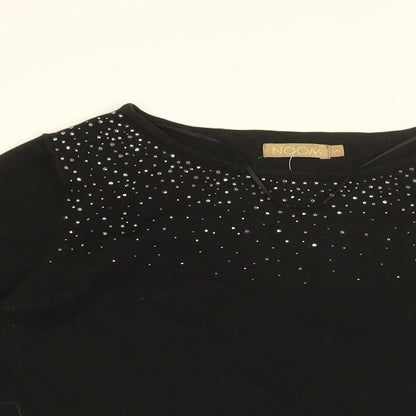 NOOM Womens Black Round Neck Cotton Pullover Jumper Size S