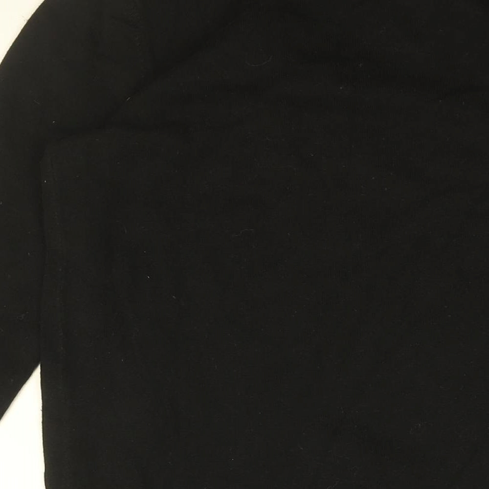 NOOM Womens Black Round Neck Cotton Pullover Jumper Size S