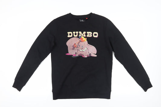 Front view of Disney Dumbo Black Sweatshirt, Crew Neck, size 8