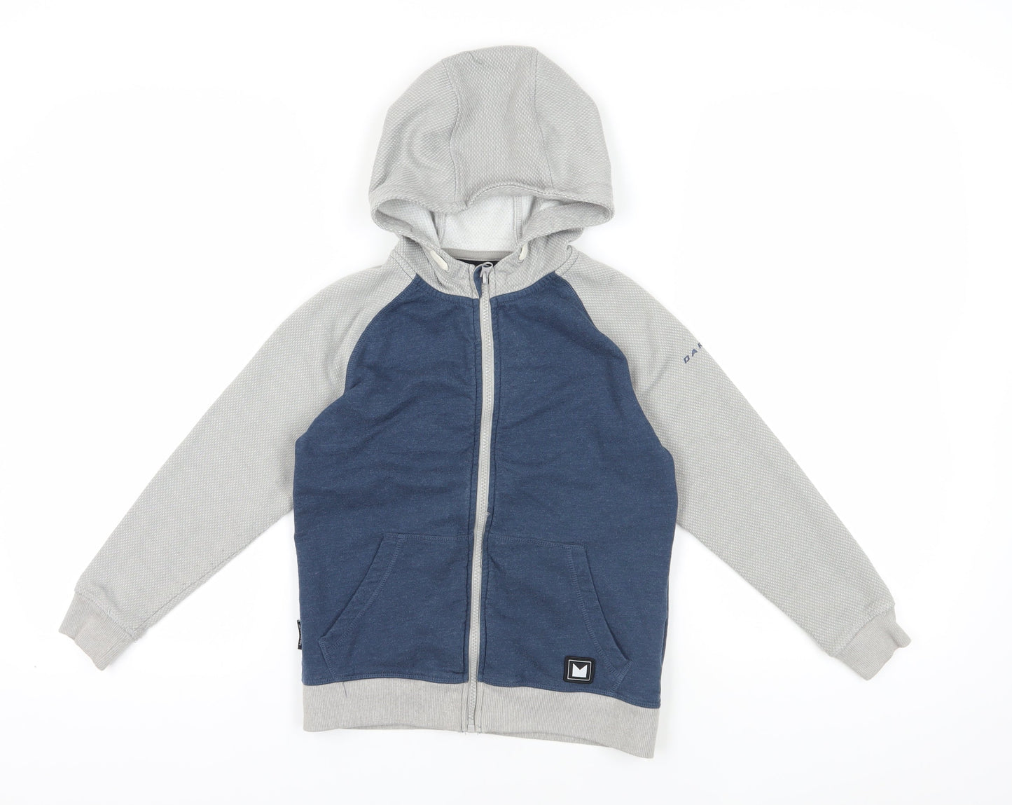 Blue Full Zip Hoodie with Grey Sleeves for Boys 11-12 Years