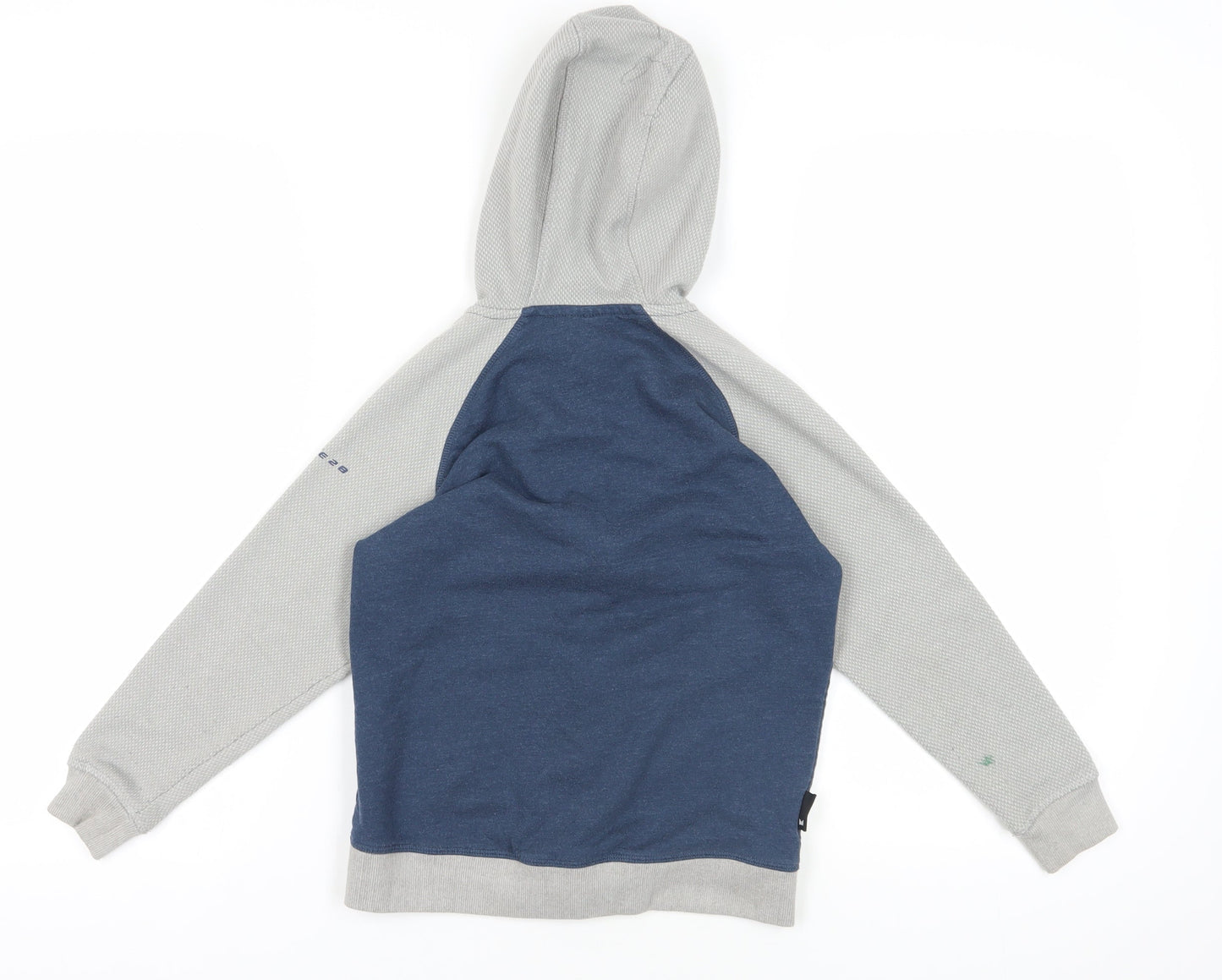 Blue Full Zip Hoodie with Grey Sleeves for Boys 11-12 Years