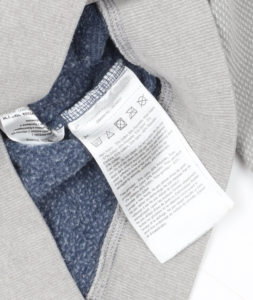 Blue Full Zip Hoodie with Grey Sleeves for Boys 11-12 Years