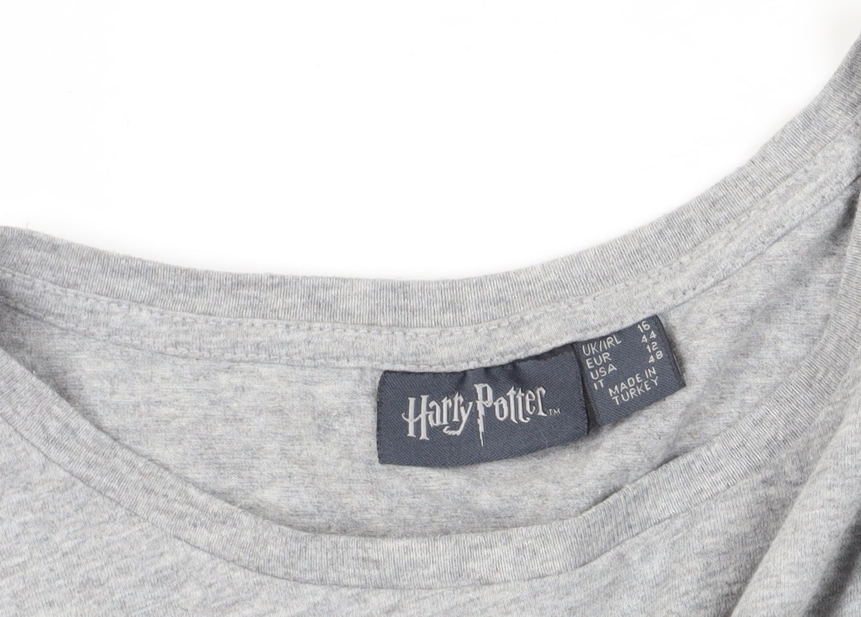 Womens UK Size 16 Harry Potter Grey Basic T-Shirt