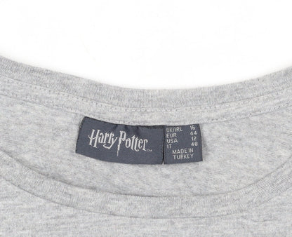 Womens UK Size 16 Harry Potter Grey Basic T-Shirt