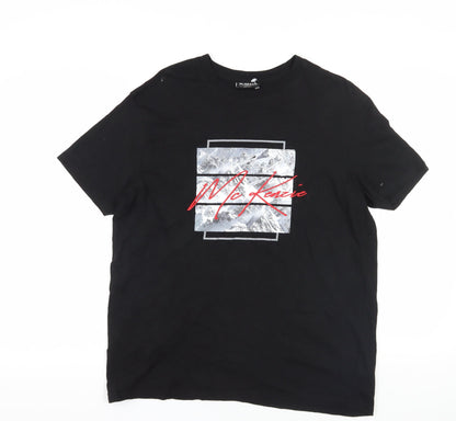 McKenzie Black Graphic T-Shirt, Large, Cotton Crew Neck