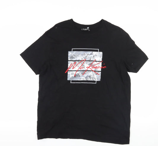 McKenzie Black Graphic T-Shirt, Large, Cotton Crew Neck