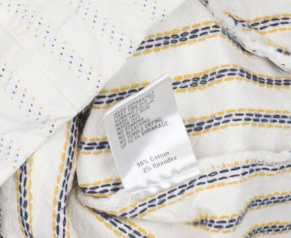 White Striped Jacket with Button Accents, Size 8