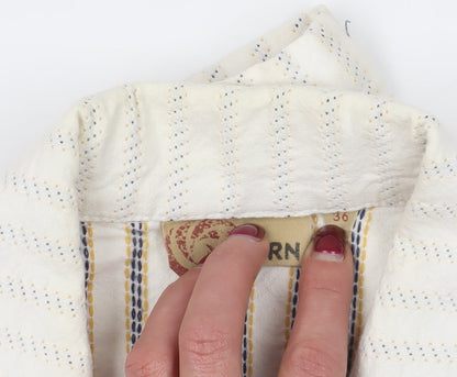 White Striped Jacket with Button Accents, Size 8