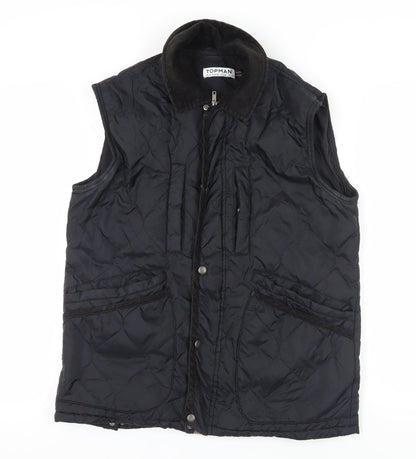 Mens UK Size M Topman Black Quilted Coat