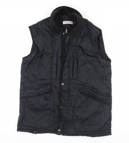 Mens UK Size M Topman Black Quilted Coat