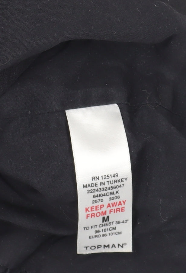 Mens UK Size M Topman Black Quilted Coat