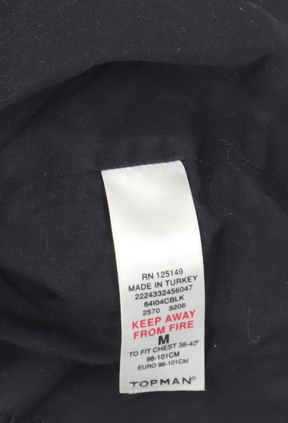 Mens UK Size M Topman Black Quilted Coat