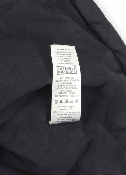 Mens UK Size M Topman Black Quilted Coat