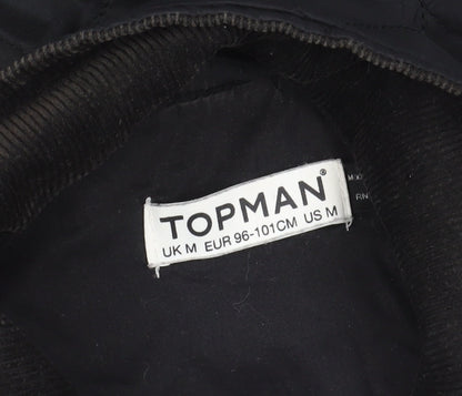 Mens UK Size M Topman Black Quilted Coat