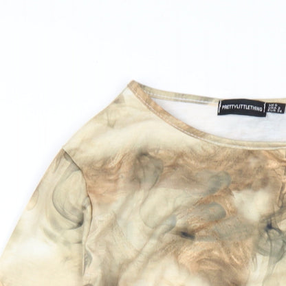 Womens UK Size 6 PRETTYLITTLETHING Beige Basic T-Shirt