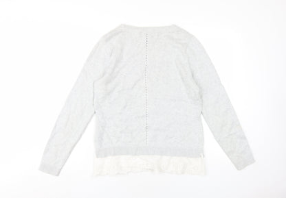 Cynthia Rowley Womens Grey Round Neck Cotton Pullover Jumper Size L