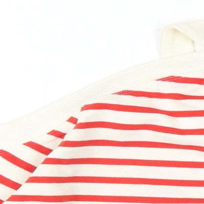 Zara Womens Red Striped Cotton Pullover Sweatshirt Size S Pullover