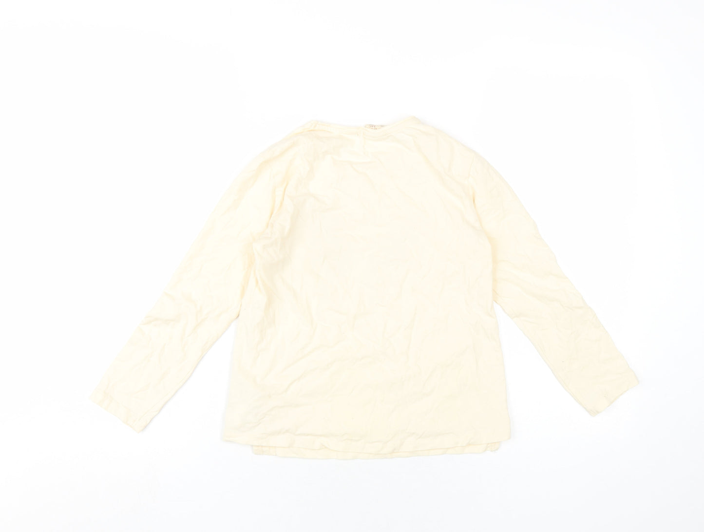 Zara Girls Ivory Cotton Basic T-Shirt Size 9-10 Years Round Neck Pullover - Reversible Sequins