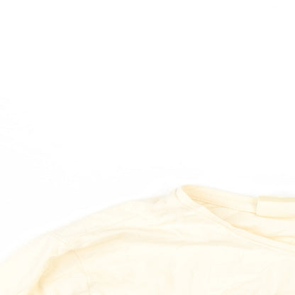 Zara Girls Ivory Cotton Basic T-Shirt Size 9-10 Years Round Neck Pullover - Reversible Sequins