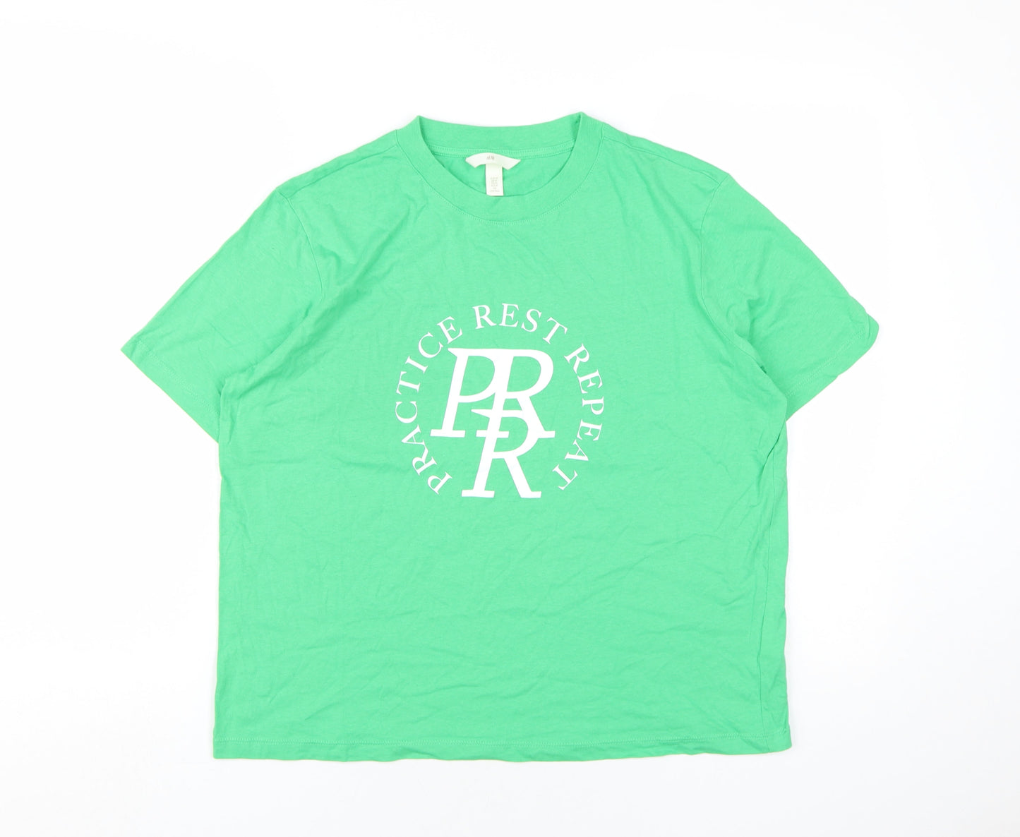 Womens UK Size M H&M Green Basic T-Shirt