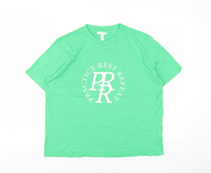 Womens UK Size M H&M Green Basic T-Shirt