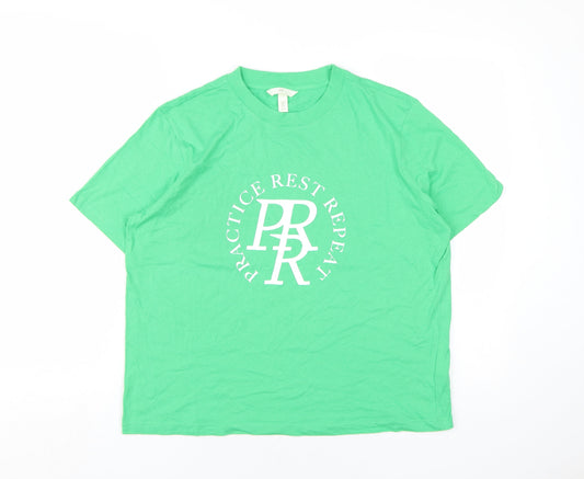 Womens UK Size M H&M Green Basic T-Shirt