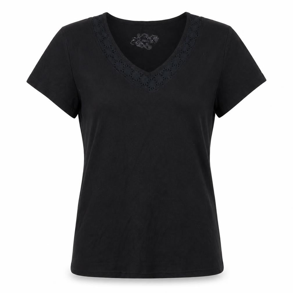 Womens UK Size XL M&Co Black Basic T-Shirt