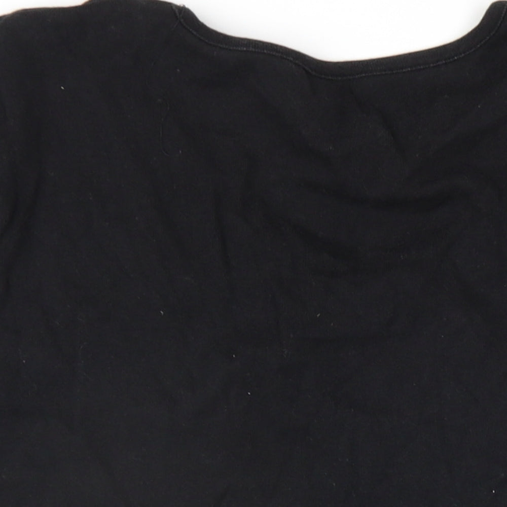 M&Co Womens Black Cotton Basic T-Shirt Size XL V-Neck