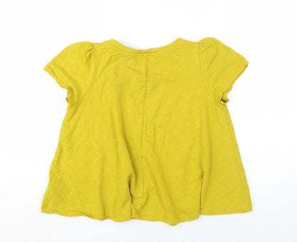 Eri + Ali Womens Yellow Cotton Basic T-Shirt Size XS Round Neck