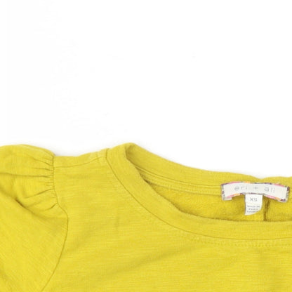 Eri + Ali Womens Yellow Cotton Basic T-Shirt Size XS Round Neck