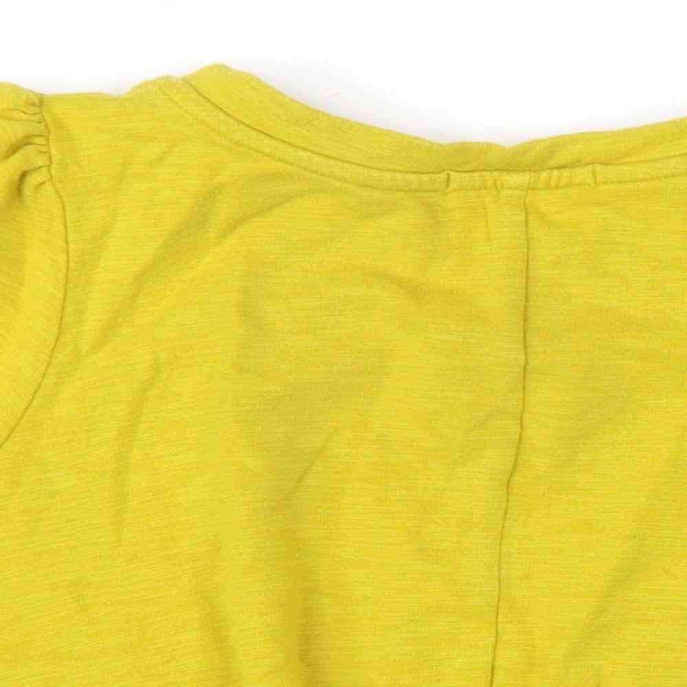 Eri + Ali Womens Yellow Cotton Basic T-Shirt Size XS Round Neck