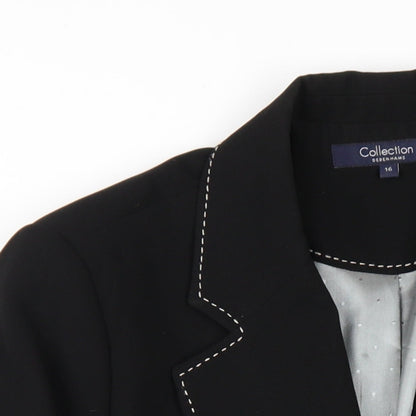 Debenhams Womens Black Polyester Jacket Blazer Size 16