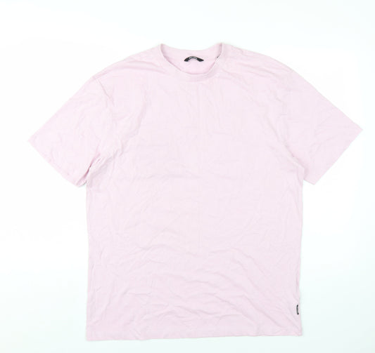 ONLY & SONS Mens Pink Cotton T-Shirt Size M Round Neck