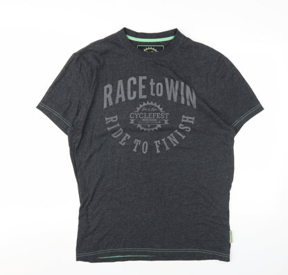 Cyclefest Mens Grey Cotton T-Shirt Size L Round Neck - Isle of Man Cyclefest