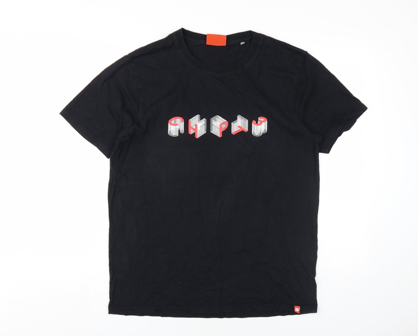 CHPT3 Mens Black Cotton T-Shirt Size L Round Neck