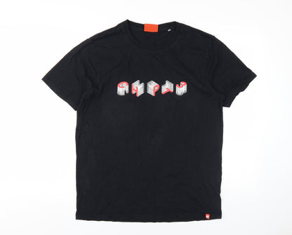 CHPT3 Mens Black Cotton T-Shirt Size L Round Neck