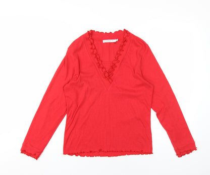 Womens UK Size 12 Emreco Red Basic T-Shirt