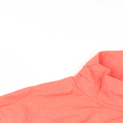 Atlas Womens Orange Cotton Basic T-Shirt Size 12 Mock Neck